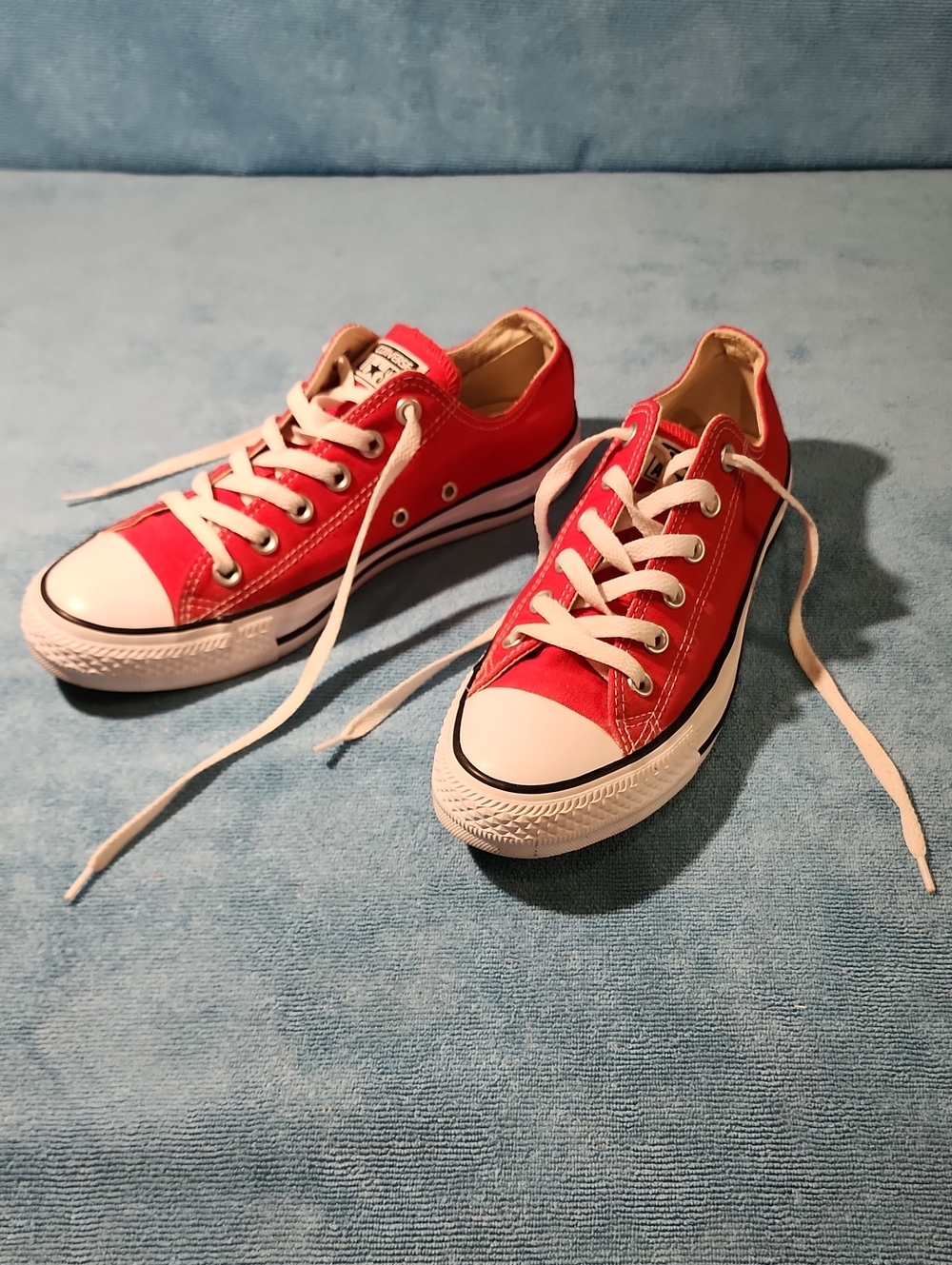 Converse  Red Canvas Low Top Sneakers